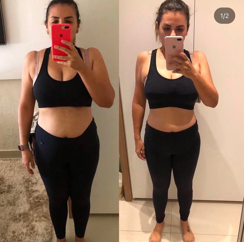 Transformação de aluna antes e depois